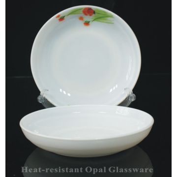 จานแก้ว White Jade Plate-7 &quot;ชามทรงตื้น