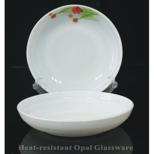 Đĩa thủy tinh White Jade Plate-7 "Shallow Bowl