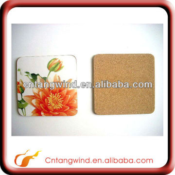 square flower design MDF coaster with cork