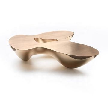 Customized Modern Quark Series Shiny Gold Stainless Steel Coffee Table