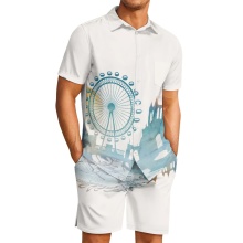 Wholesale British Flag Print Men's Short-Sleeved Summer Suit Sets UK