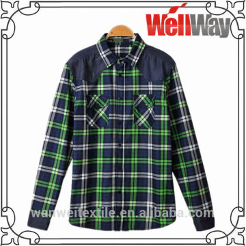 Wholesale mens fashion check plaid cotton shirt printing