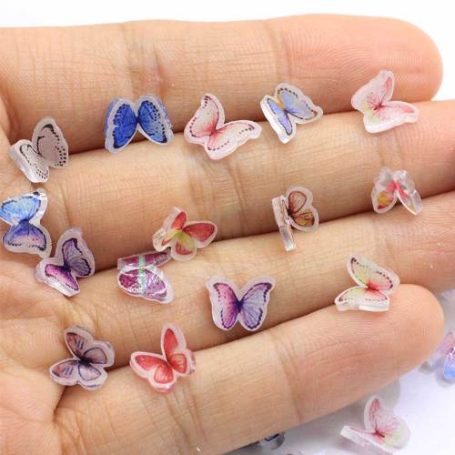 Mode chaude 100 pièces / sac résine ongles papillon 3D manucure Art décalcomanie papillon charme 8 MM 3D résine papillon Nail Art décorations