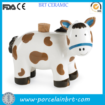 Cute Horse Ceramic Piggy Bank with Cork Lid