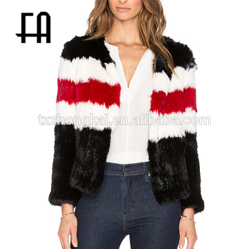Factory wholesale price knitted rabbit fur jacket /rabbit fur jacket