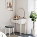 Round Mirror Makeup Dressing Table with Drawers