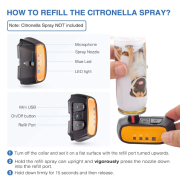 Colar de cão recarregável anti-casca