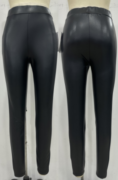 Keep Warm Elastic Waist Tight Women's Leather Pants