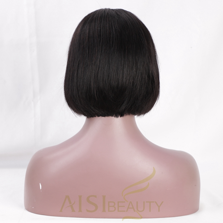 Aisi Beauty Cheap Short Silky Straight Short Bob Black Wig Middle Part Swiss Lace Wig Synthetic Lace Front Wigs For Black Women