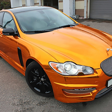 TSAUTOP Stretchable Orange Chrome Vinyl Wrap 1.52*18m for Cars