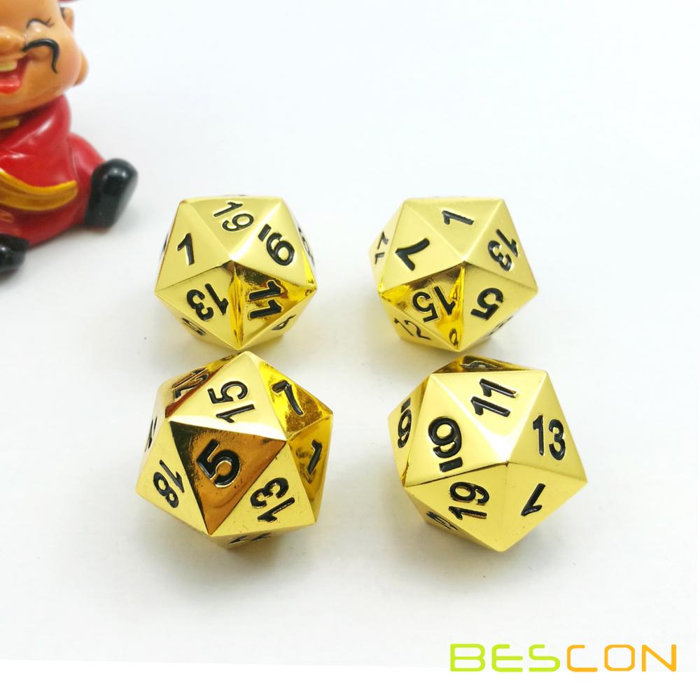 Golden Solid Metal 20 Sides Dice