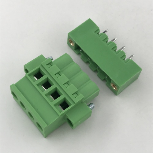 Vertical straight PCB terminal block with locking screw