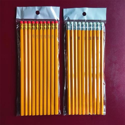 7 lápis de impressão de madeira com ponta de borracha