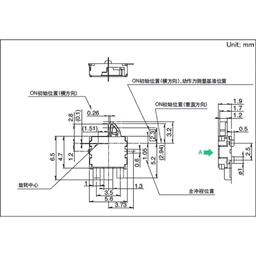 두께가 1.9mm 인 양방향 감지 스위치