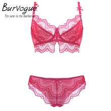 OEM Wholesale Wine Red Sheer Lace Cheap Lingerie Ladies Sexy Panty And Bra Sets