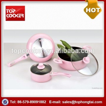5pcs Aluminum Non-stick Pink Cookware Sets