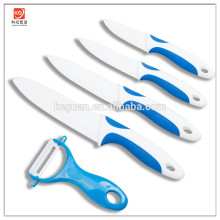 KG-N1012 Ceramic Knives with Sheaths 5 Pieces with Color Handle 6 Inch 5 Inch 4 Inch 3 Inch Ceramic Knife and Peeler (5 Pieces)