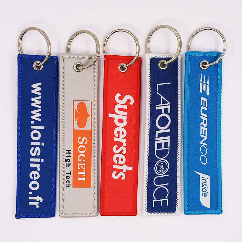 Customizable Personalised Woven Embroidered Keychain From China