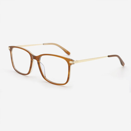 Rectangle Acetate And Metal Combined Unisex Optical Frames 23A3173