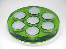 Round shape 7 pc green acrylic candle holder
