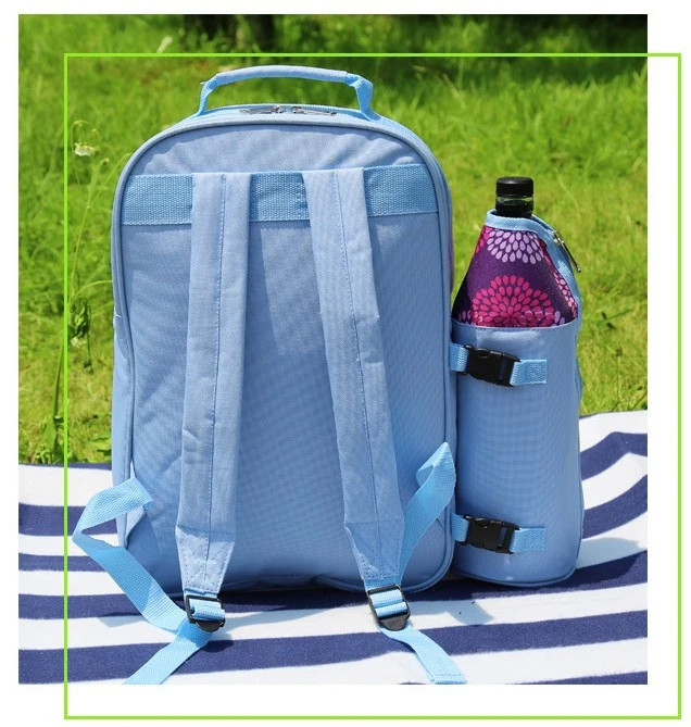 Picnic Backpack Bag for 2 Person with Cooler Bag Compartment Detachable Bottle/Wine Holder with Fleece Blanket