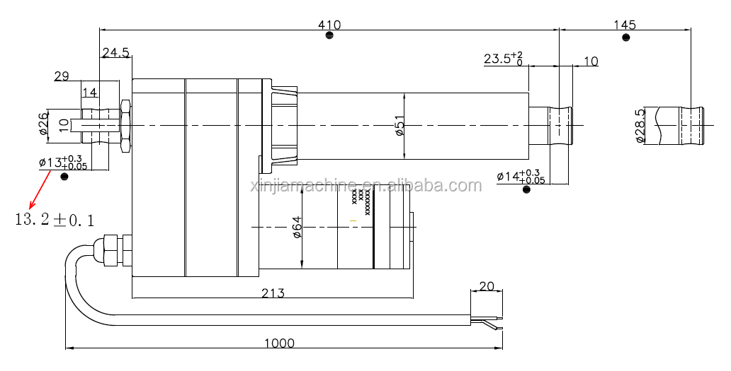 24v Heavy Duty Electric Linear Actuator 8000n Ip65 Waterproof 145mm ...
