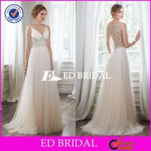 ZA014 Cap Sleeve Custom Made Heavy Beaded Sexy Sheer See Through Back Wedding Dress Sharara