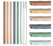 Flexible Screw Thread Silicone Straws
