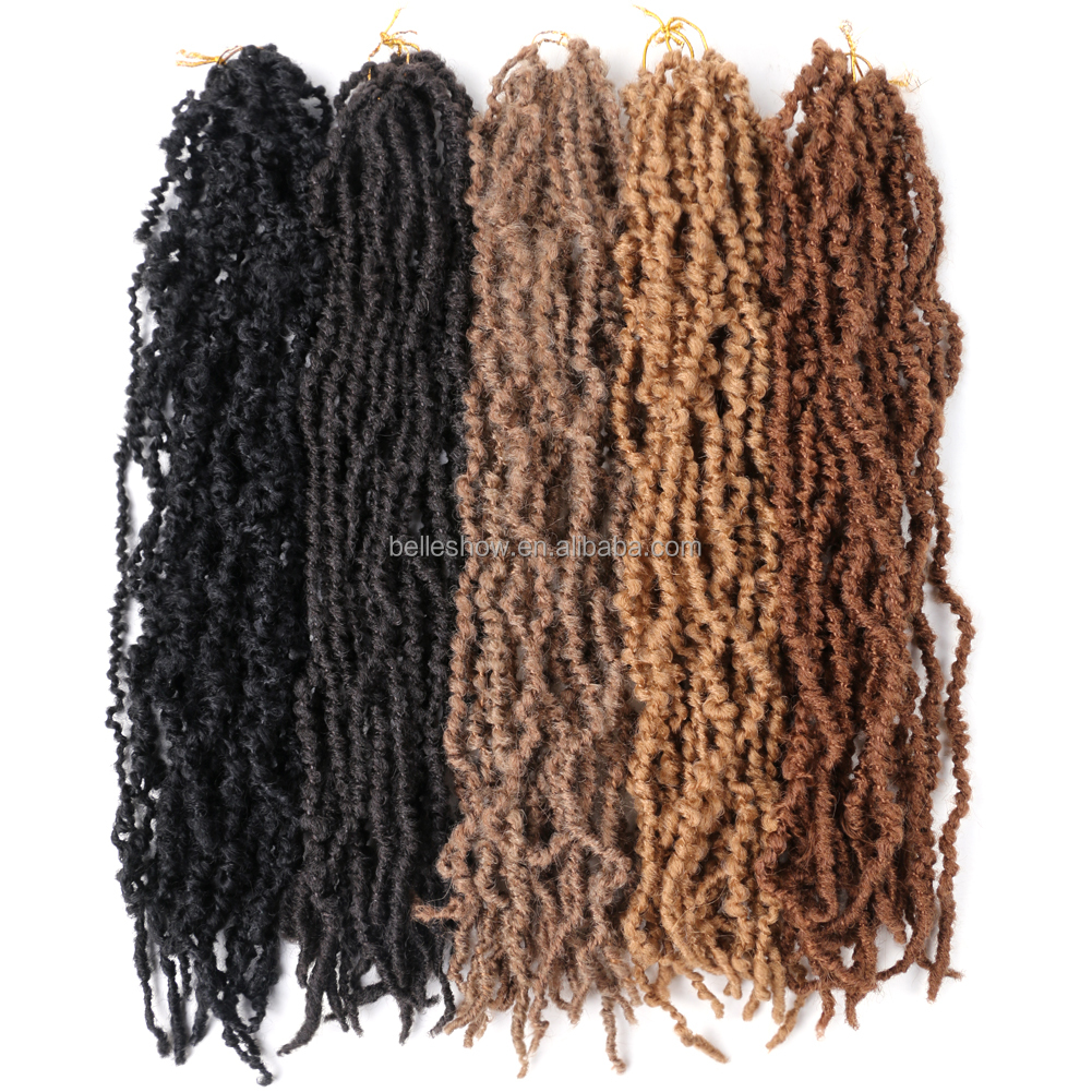 Hot sell 22 Inch faux loc crochet wavy dread butterfly locs woman  distressed locs Pre looped Natural Messy crochet hair