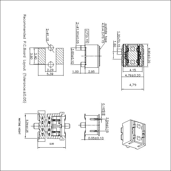 BBF2.54F-XXXX08 2.54MM Floating Board to Board Male Plug Connector With Post Mating Hight 6.0mm