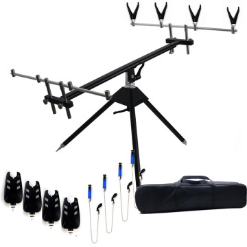 Adjustable Retractable Carp Fishing Pole Stand with Bite Alarms - YOUME Fishing Rod Pod Stand Holder