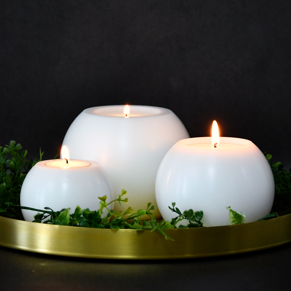 White Ball Shape Modern Tealight Candle Holders