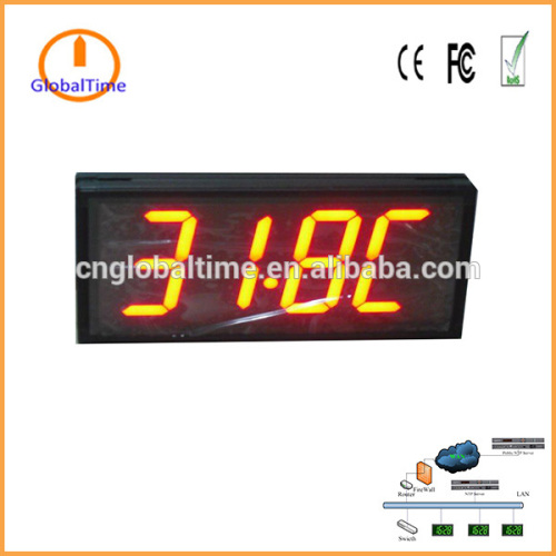 GlobalTime 4" Red LED Digit Temperature Display with Network Central Control and Management