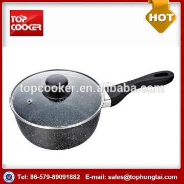 Black Forged Aluminum Marble Coating Deep Sauce Pan with Lid