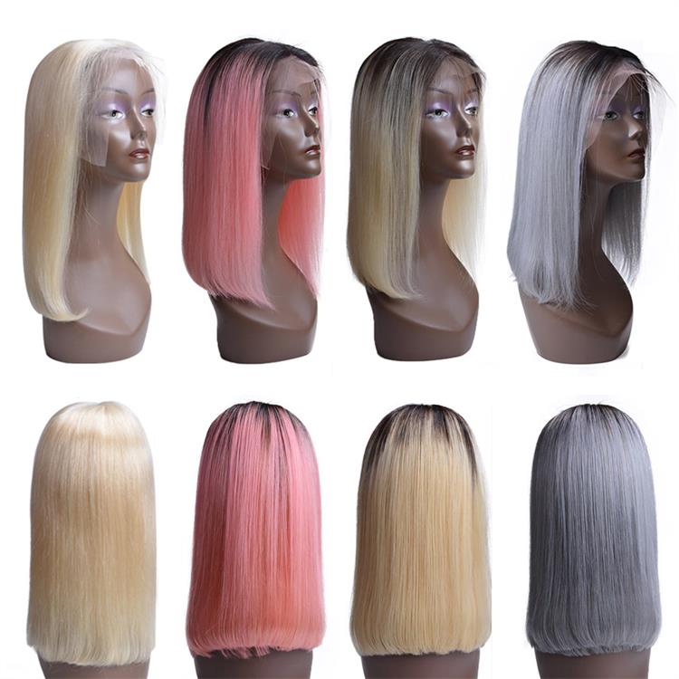 Wholesale Ombre Peruvian Human Lace Wig Short Bob Wigs Colored Lace Front Human Hair Wigs With Baby Hair