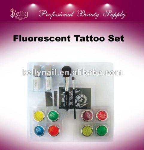 Body Art Tattoo Set 8 Colors with Tattoo Stencils