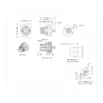 M12 3 ~ 5P LELAKI LELAKI DARAH M16 D-CODE UNSHIELDED