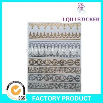 full sheet flash tattoo sticker,metallic flash tattoo sticker