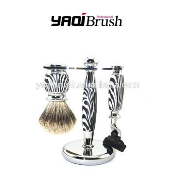 badger shaving brush set, zebra shaving brush set