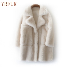 YRM002 Fashion Lady Macinfur Wool Coat with Big Pockets