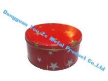 Cylindroid Popcorn Tin Cookie Containers With Red Cover / L