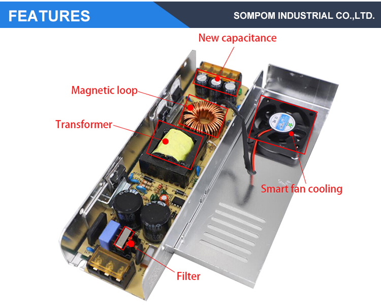 Sompom LED Power 12V 20a Slim Power supply 12 V for led strip light