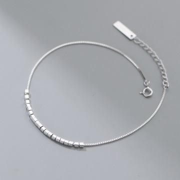 Silver 925 Beaded Foot Anklet for Women