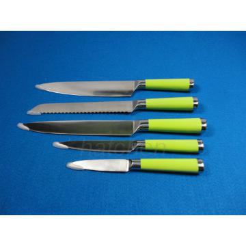 ABS green  handle kitchen knife set