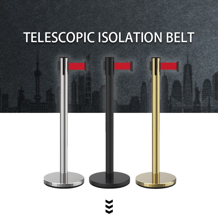 Retractable Stainless Steel belt Queue Stanchion Pole, Concert Crowd Control Belt Barrier