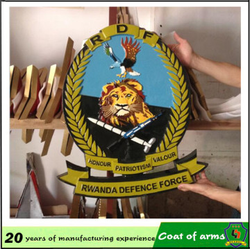 Rwanda national emblem metal lion and eagle emblem, custom national symbol, national royal coat of arms (HH-Emblem-119)