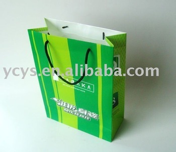 Coated folding paper shopping bag