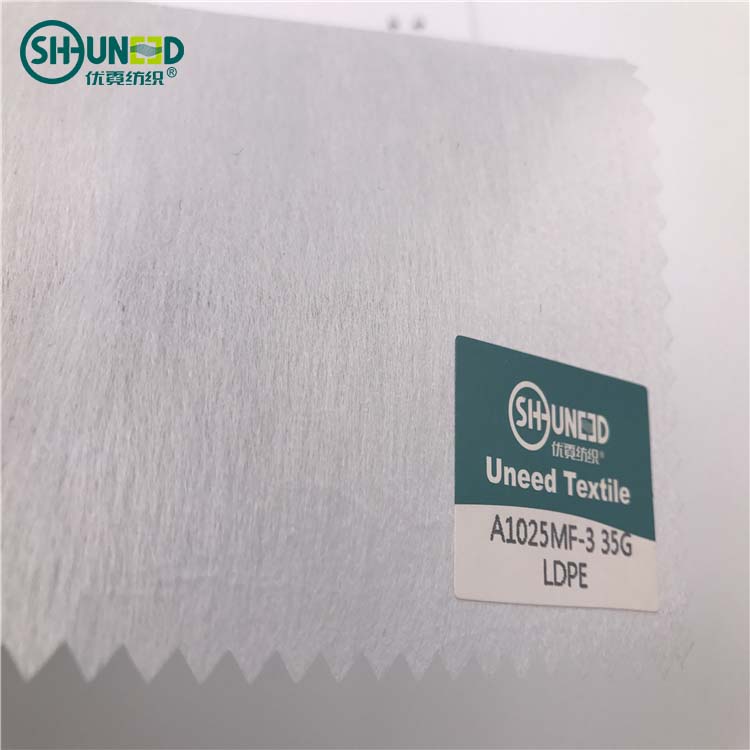 Chinese hot sell SGS high quality 100% polyester LDPE fusible cut away embroidery backing paper soft garment nonwoven fabric