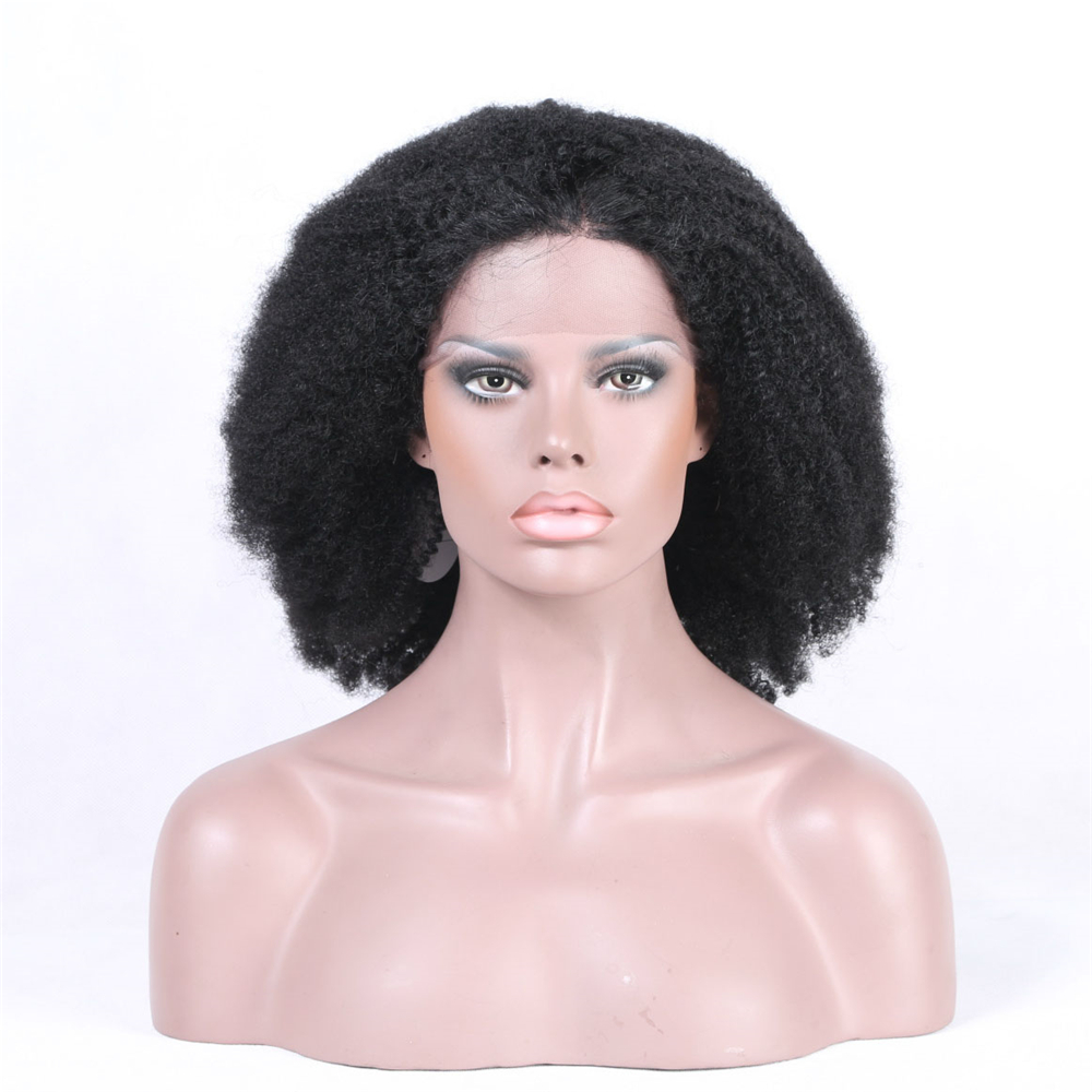 Best selling kinky Curl Brazilian Human Hair wig Afro wave Glueless Lace front Wigs for Black Women Natural Color 130% Density