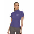 Purple Zipper Equestrian Tops for Women Short Sleeve